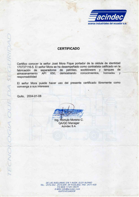 Certificado — Facindec