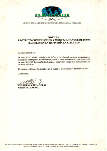 Certificado — INDIGI S.A.