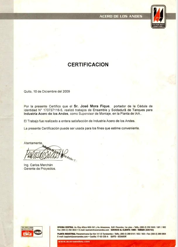 Ensamble y soldadura de tanques industriales